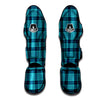 Madras Teal Print Pattern Muay Thai Shin Guards-grizzshop