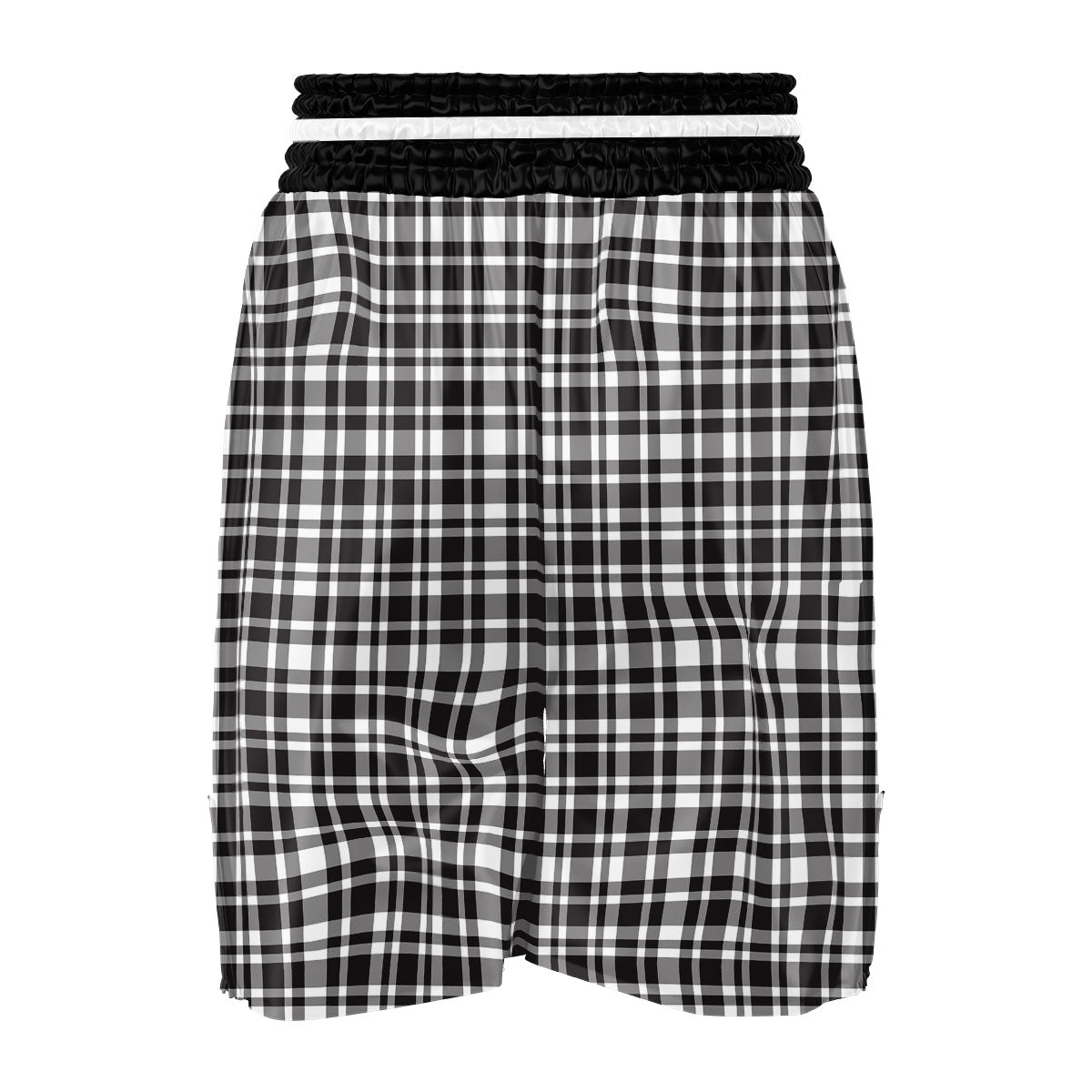 Madras White And Black Print Pattern Boxing Shorts-grizzshop