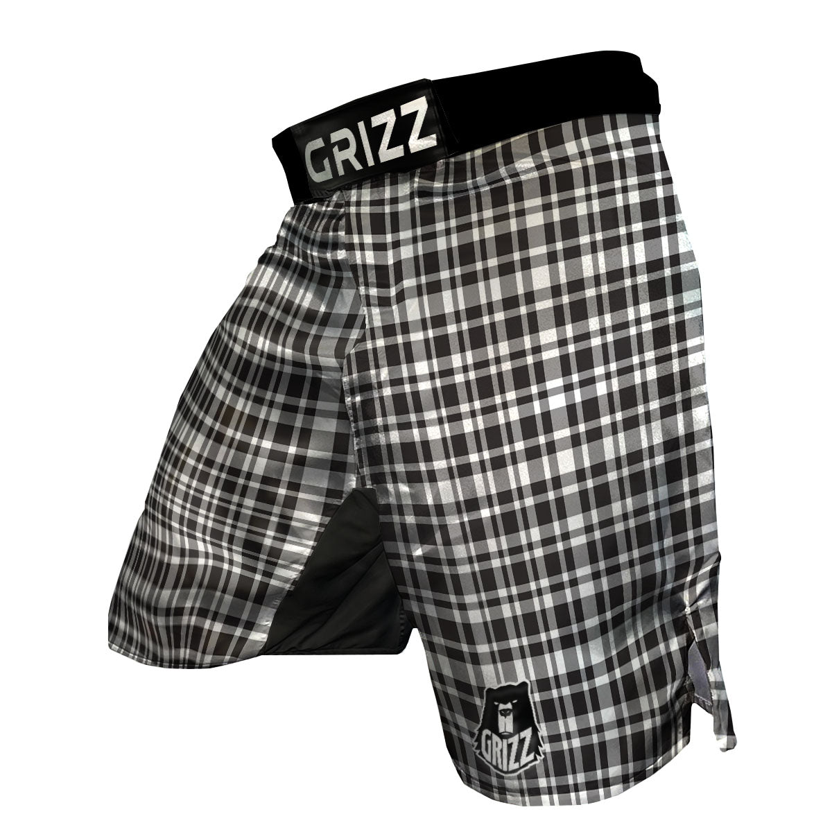 Madras White And Black Print Pattern MMA Shorts-grizzshop