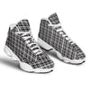 Madras White And Black Print Pattern White Basketball Shoes-grizzshop