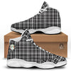 Madras White And Black Print Pattern White Basketball Shoes-grizzshop
