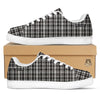 Madras White And Black Print Pattern White Low Top Sneakers-grizzshop