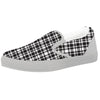 Madras White And Black Print Pattern White Slip On Shoes-grizzshop