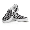 Madras White And Black Print Pattern White Slip On Shoes-grizzshop