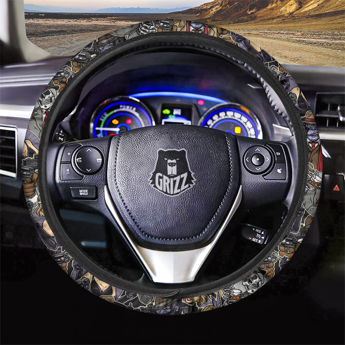 Mafia And Gangsters Print Pattern Car Steering Wheel Cover-grizzshop