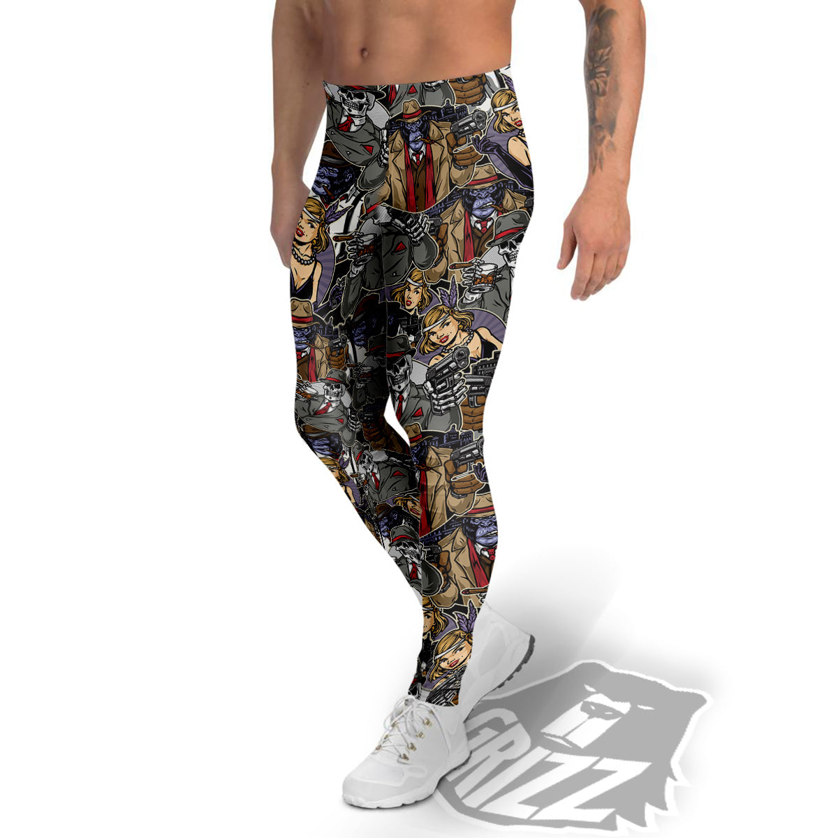 Mafia And Gangsters Print Pattern Men's Leggings-grizzshop