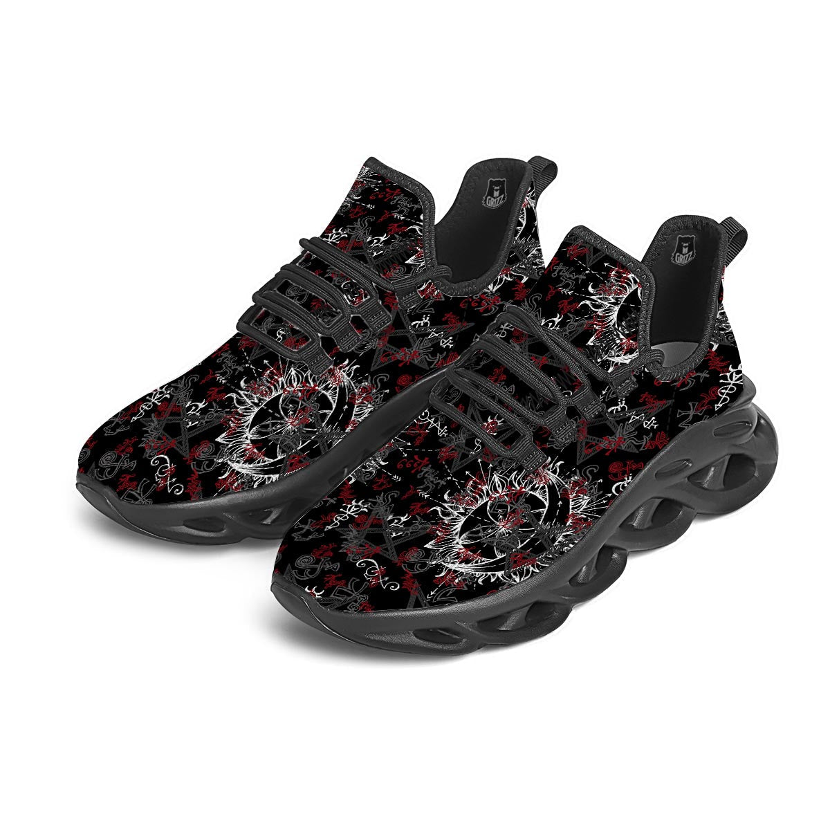 Magic Gothic Witch Black Running Shoes-grizzshop