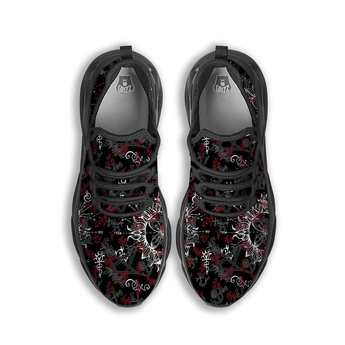 Magic Gothic Witch Black Running Shoes-grizzshop