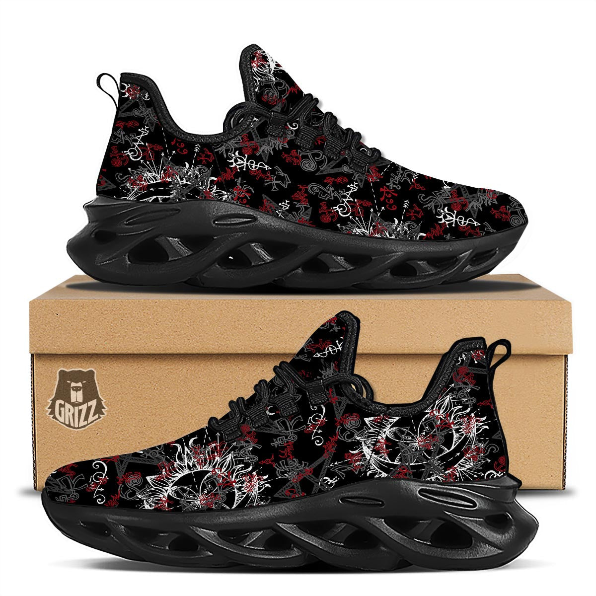 Magic Gothic Witch Black Running Shoes-grizzshop