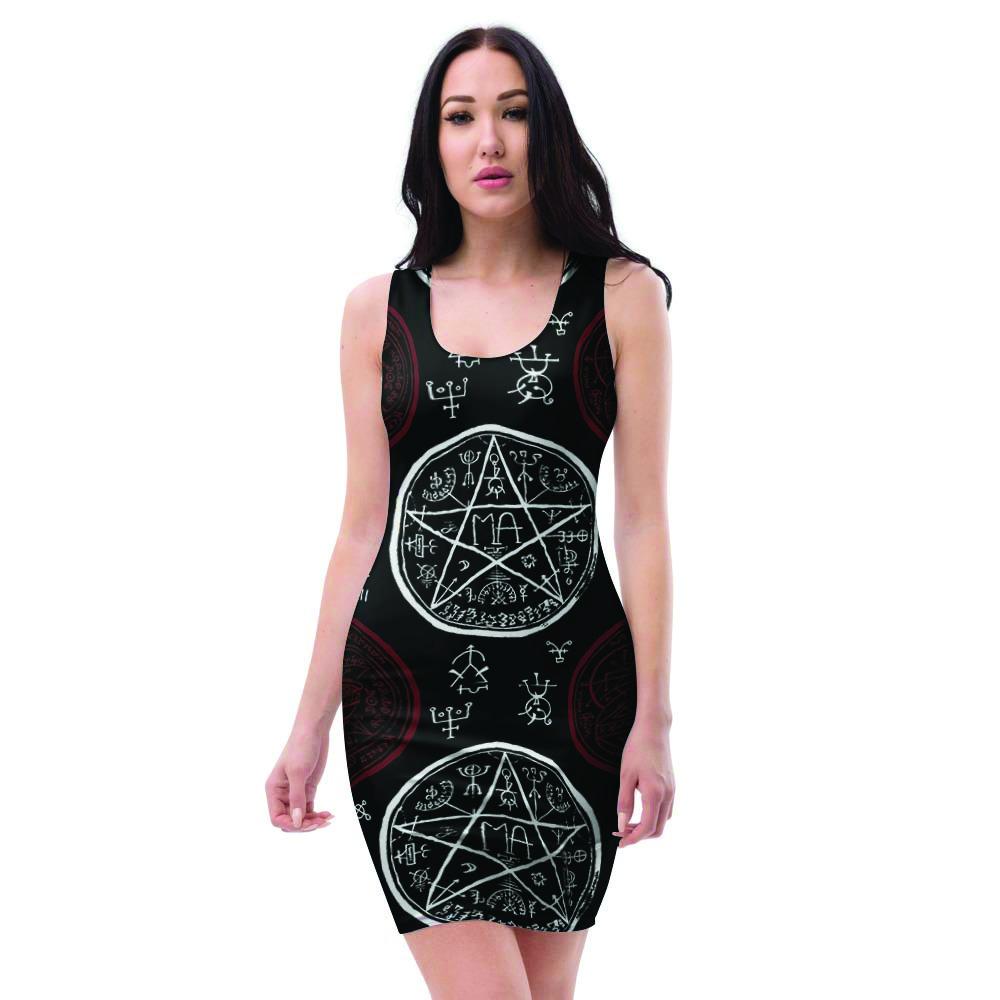 Magic Pentagram Gothic Witch Bodycon Dress-grizzshop
