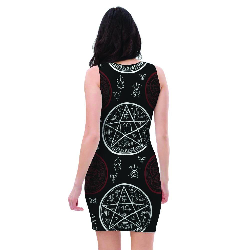 Magic Pentagram Gothic Witch Bodycon Dress-grizzshop