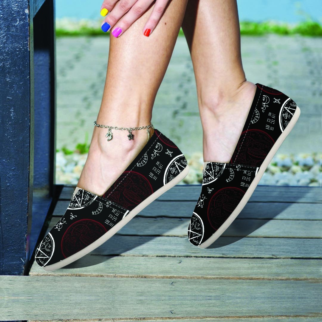 Magic Pentagram Gothic Witch Canvas Shoes-grizzshop