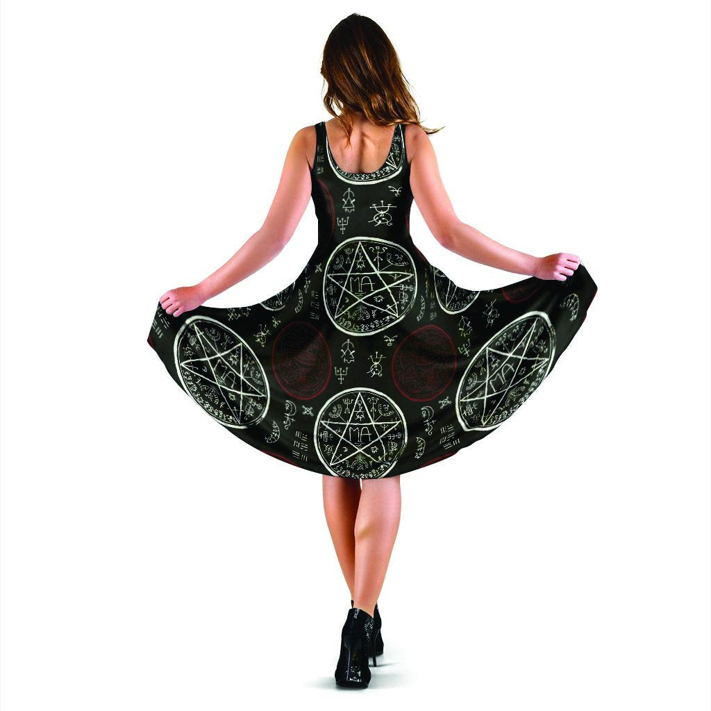Magic Pentagram Gothic Witch Dress-grizzshop