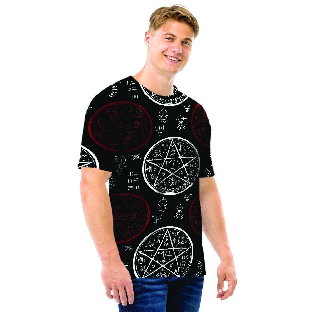 Magic Pentagram Gothic Witch Men T Shirt-grizzshop