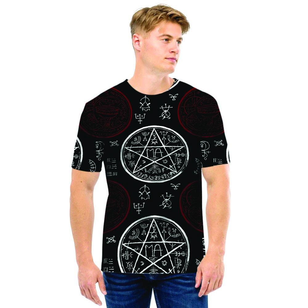 Magic Pentagram Gothic Witch Men T Shirt-grizzshop