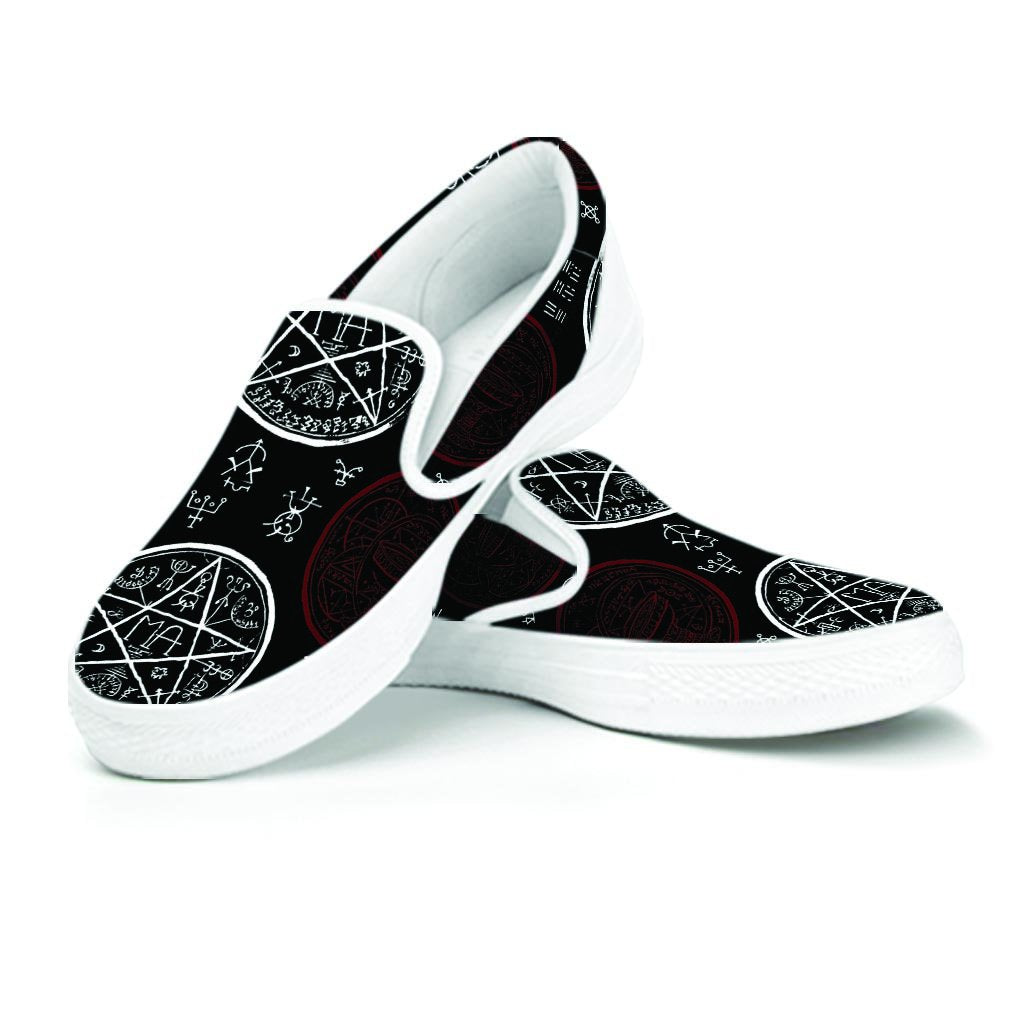 Magic Pentagram Gothic Witch Men's Slip On Sneakers-grizzshop