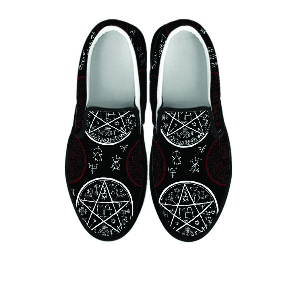Magic Pentagram Gothic Witch Men's Slip On Sneakers-grizzshop