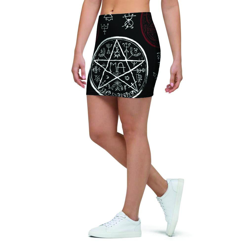 Magic Pentagram Gothic Witch Mini Skirt-grizzshop