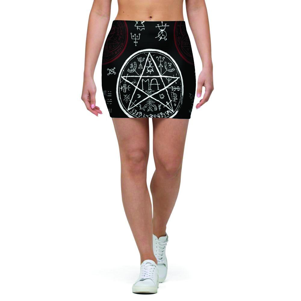 Magic Pentagram Gothic Witch Mini Skirt-grizzshop