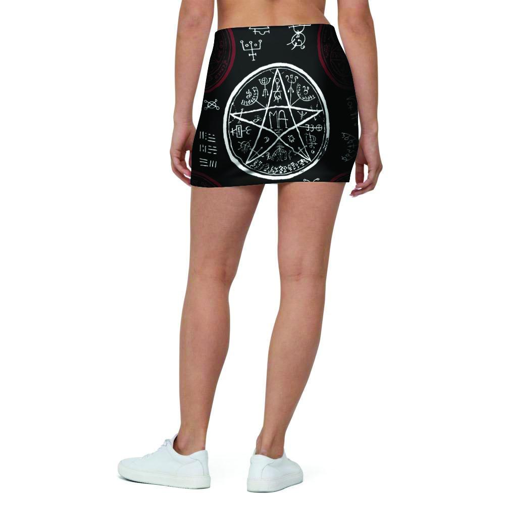 Magic Pentagram Gothic Witch Mini Skirt-grizzshop