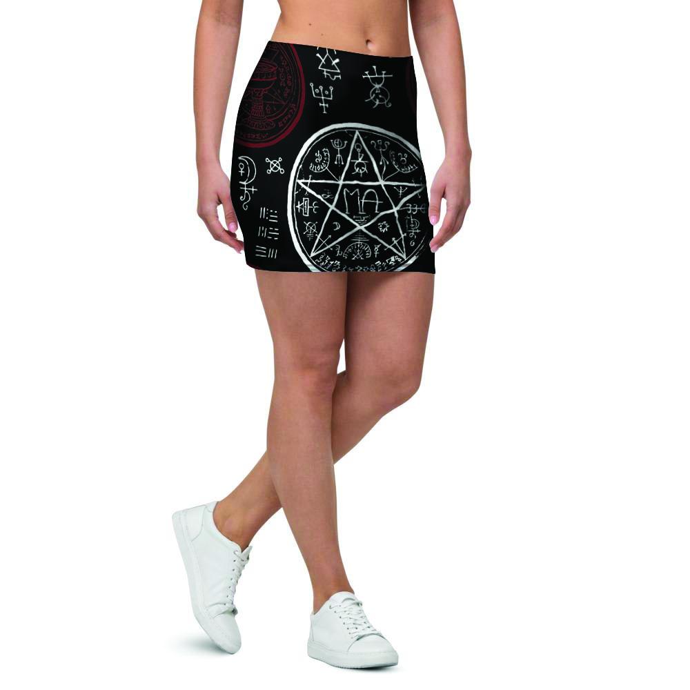 Magic Pentagram Gothic Witch Mini Skirt-grizzshop