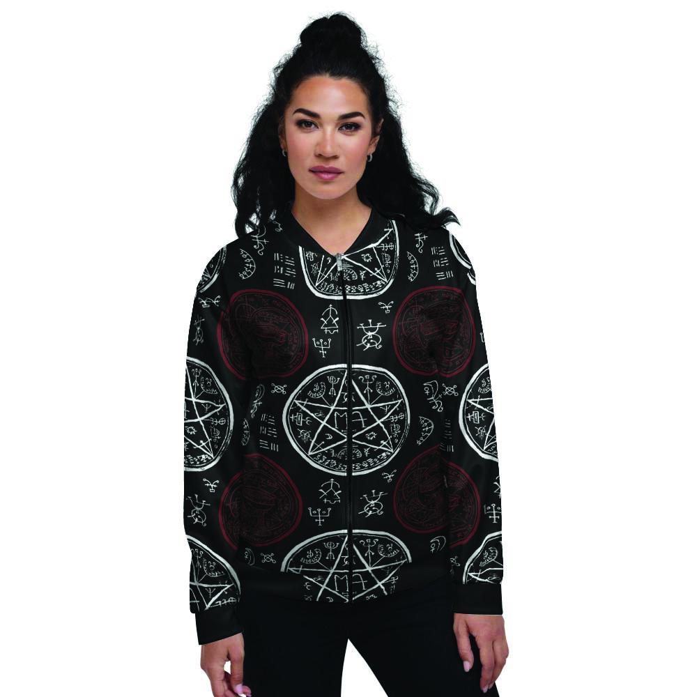 Magic Pentagram Gothic Witch Women's Bomber Jacket-grizzshop