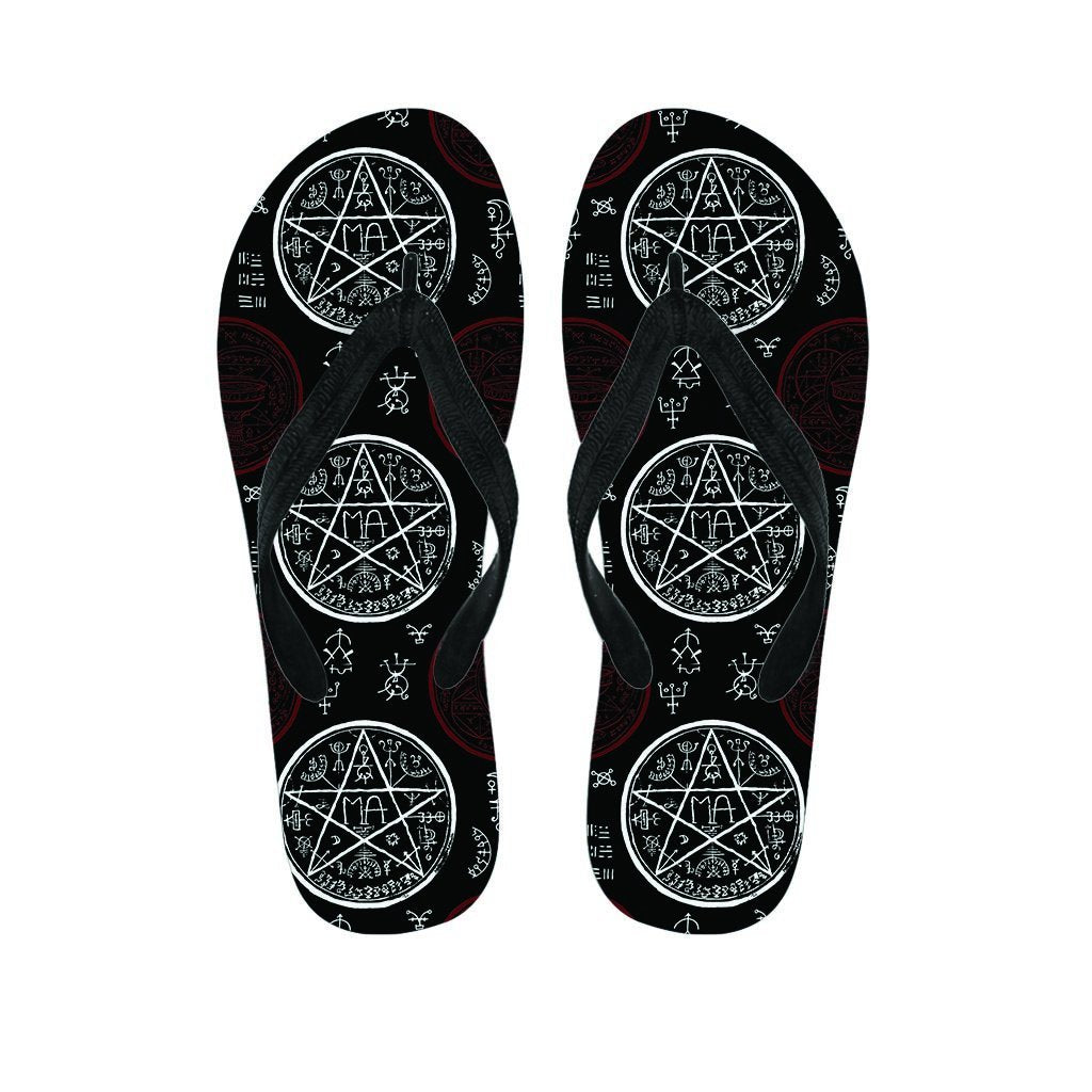 Magic Pentagram Gothic Witch Women's Flip Flops-grizzshop