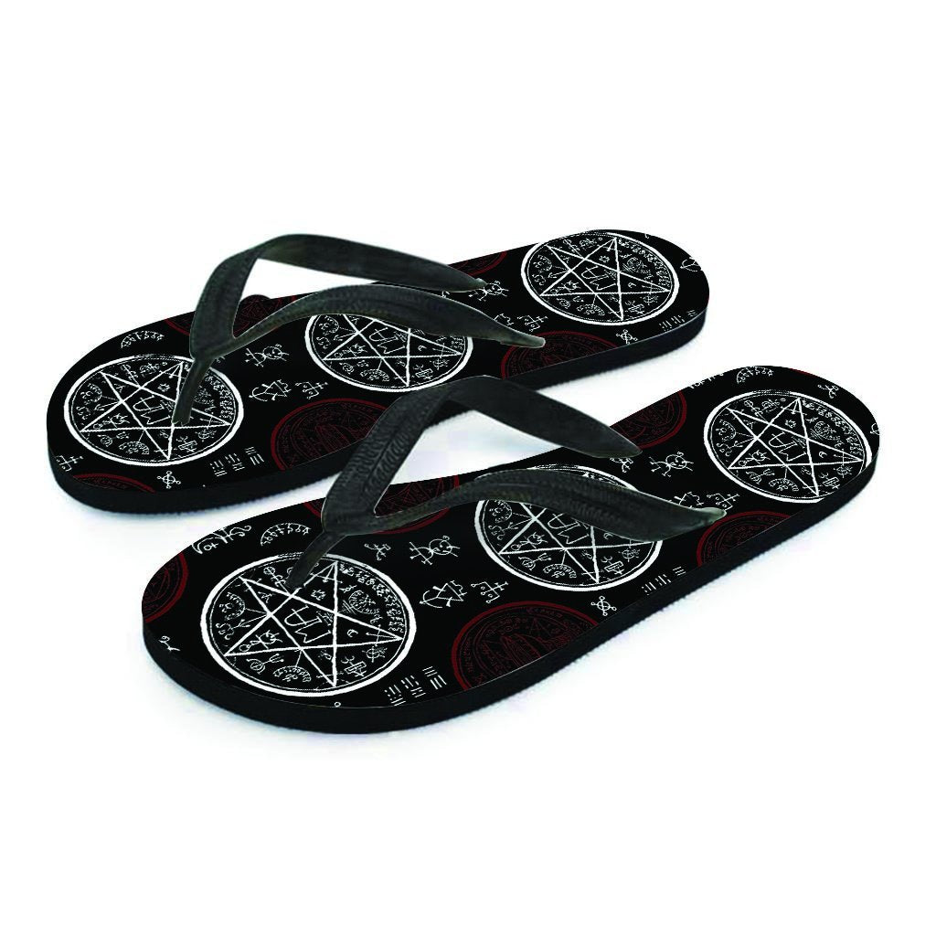 Magic Pentagram Gothic Witch Women's Flip Flops-grizzshop