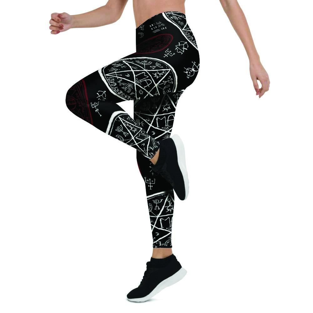 Magic Pentagram Gothic Witch Women's Leggings-grizzshop