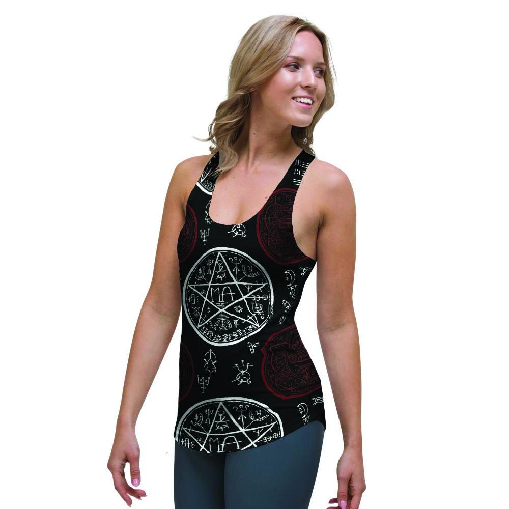 Magic Pentagram Gothic Witch Women's Racerback Tank Top-grizzshop