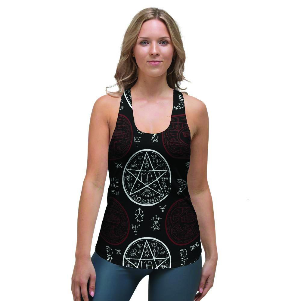 Magic Pentagram Gothic Witch Women's Racerback Tank Top-grizzshop