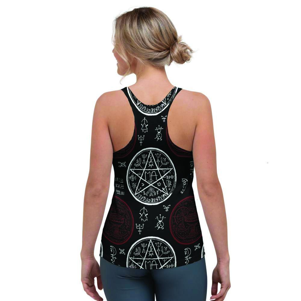 Magic Pentagram Gothic Witch Women's Racerback Tank Top-grizzshop