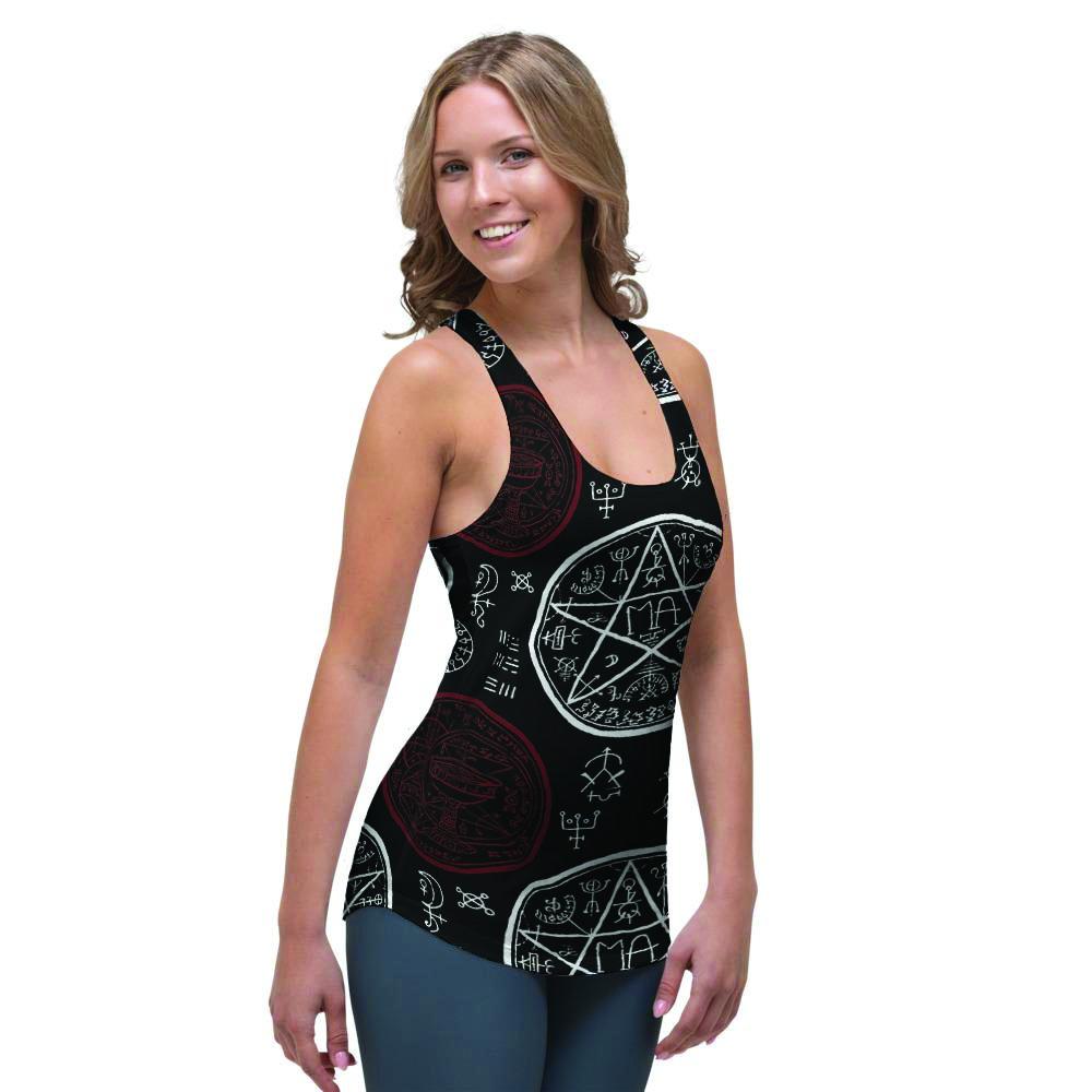 Magic Pentagram Gothic Witch Women's Racerback Tank Top-grizzshop