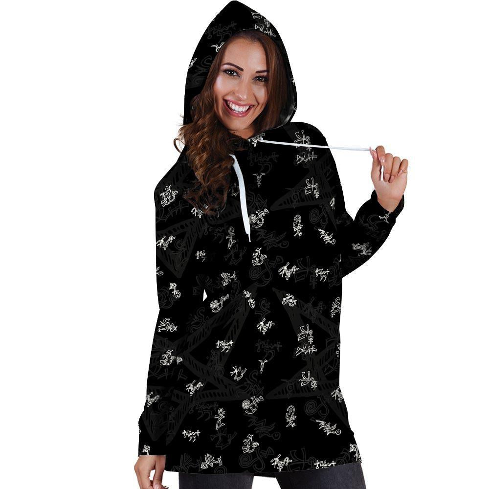 Magic Symbol Gothic Witch Hoodie Dress-grizzshop