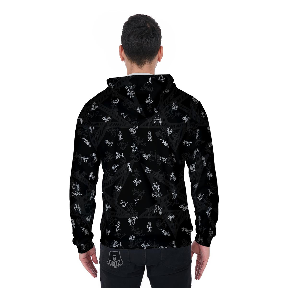 Magic Symbol Gothic Witch Men's Zip Up Hoodie-grizzshop