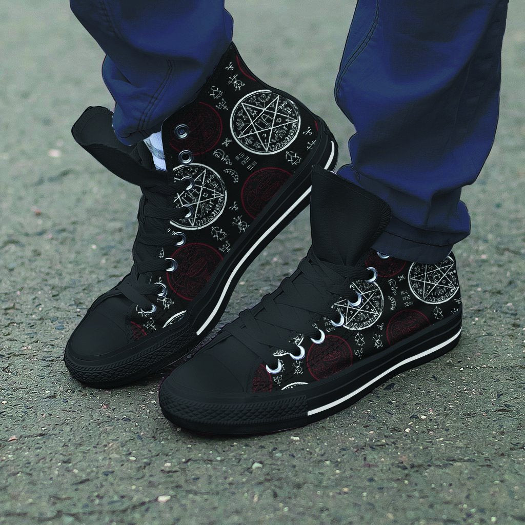 Magic Pentagram Gothic Witch Men's High Top Shoes-grizzshop