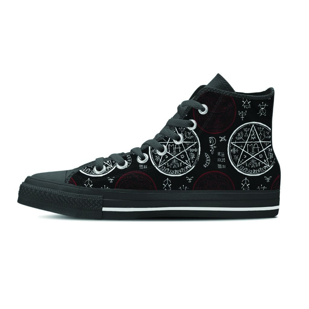 Magic Pentagram Gothic Witch Men's High Top Shoes-grizzshop