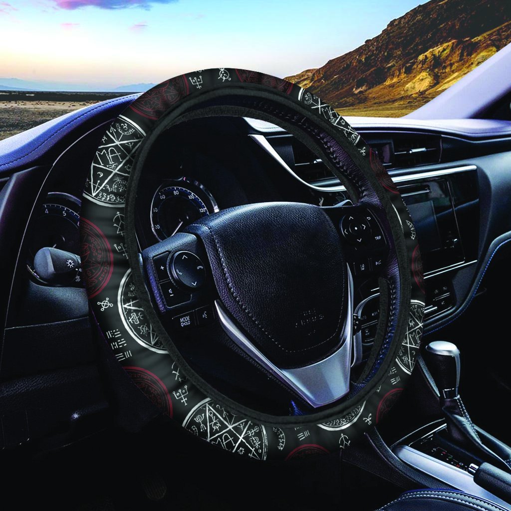 Magic Pentagram Gothic Witch Steering Wheel Cover-grizzshop