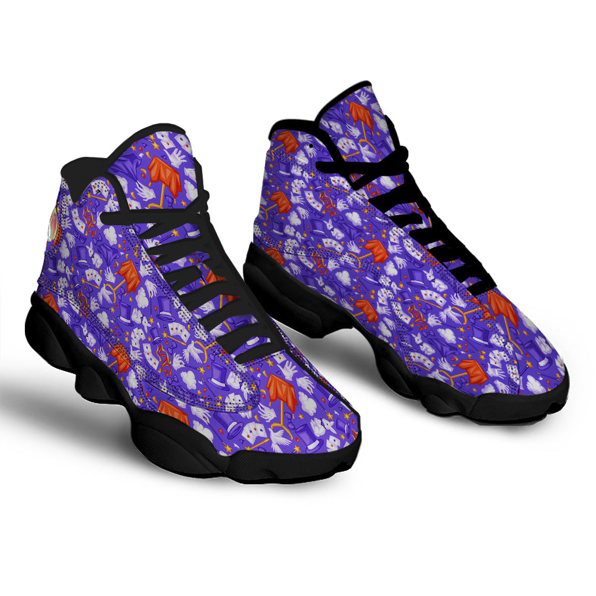 Magician Purple Show Print Pattern Black Basketball Shoes-grizzshop