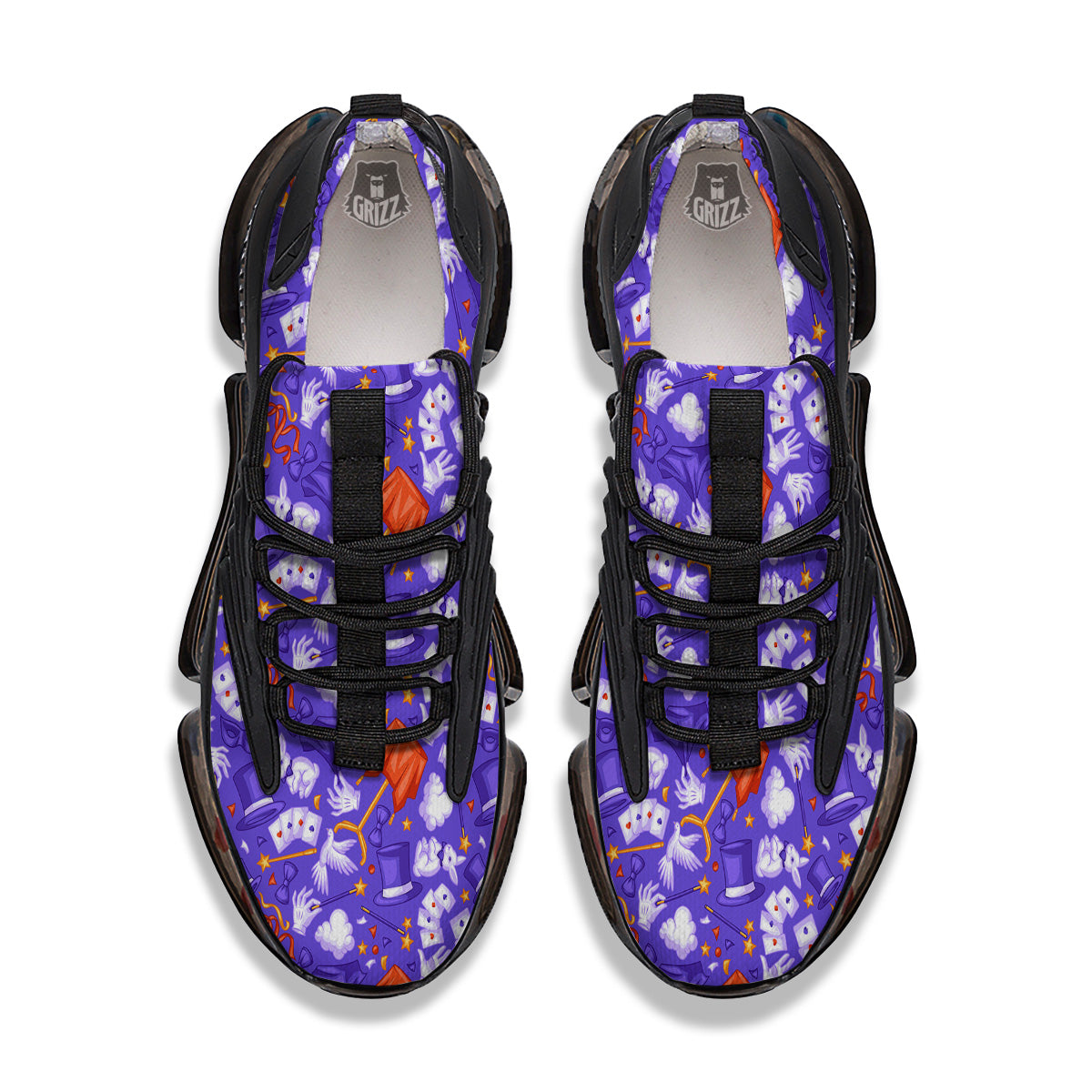 Magician Purple Show Print Pattern Black Gym Shoes-grizzshop