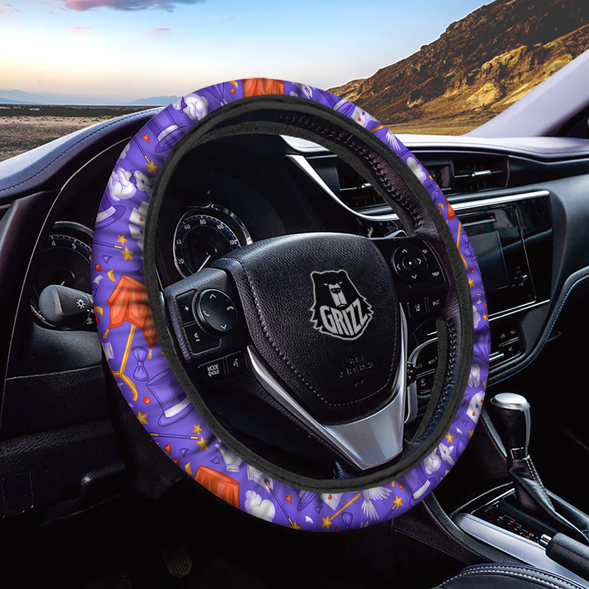 Magician Purple Show Print Pattern Car Steering Wheel Cover-grizzshop