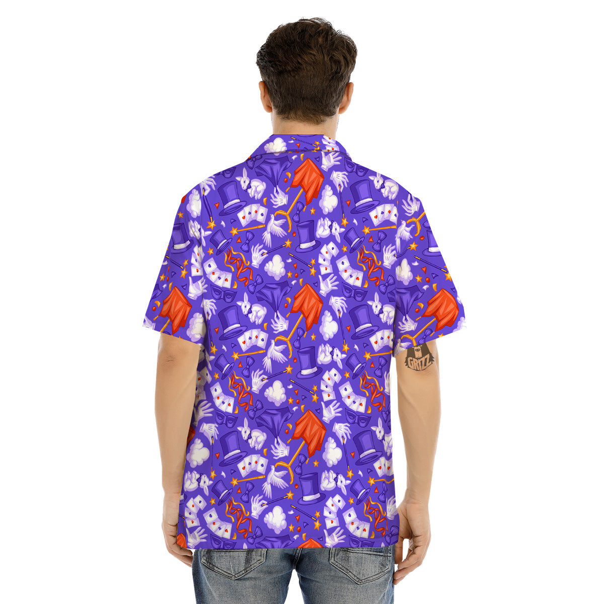 Magician Purple Show Print Pattern Men's Hawaiian Shirt-grizzshop