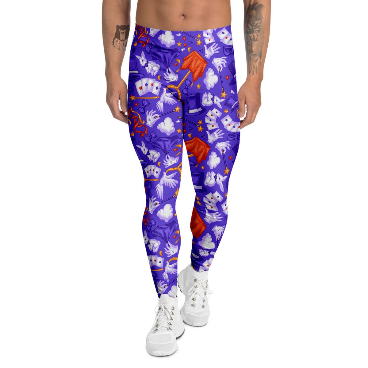 Magician Purple Show Print Pattern Men's Leggings-grizzshop