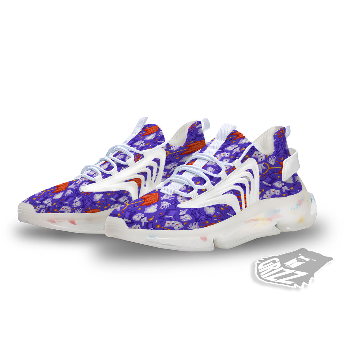 Magician Purple Show Print Pattern White Gym Shoes-grizzshop