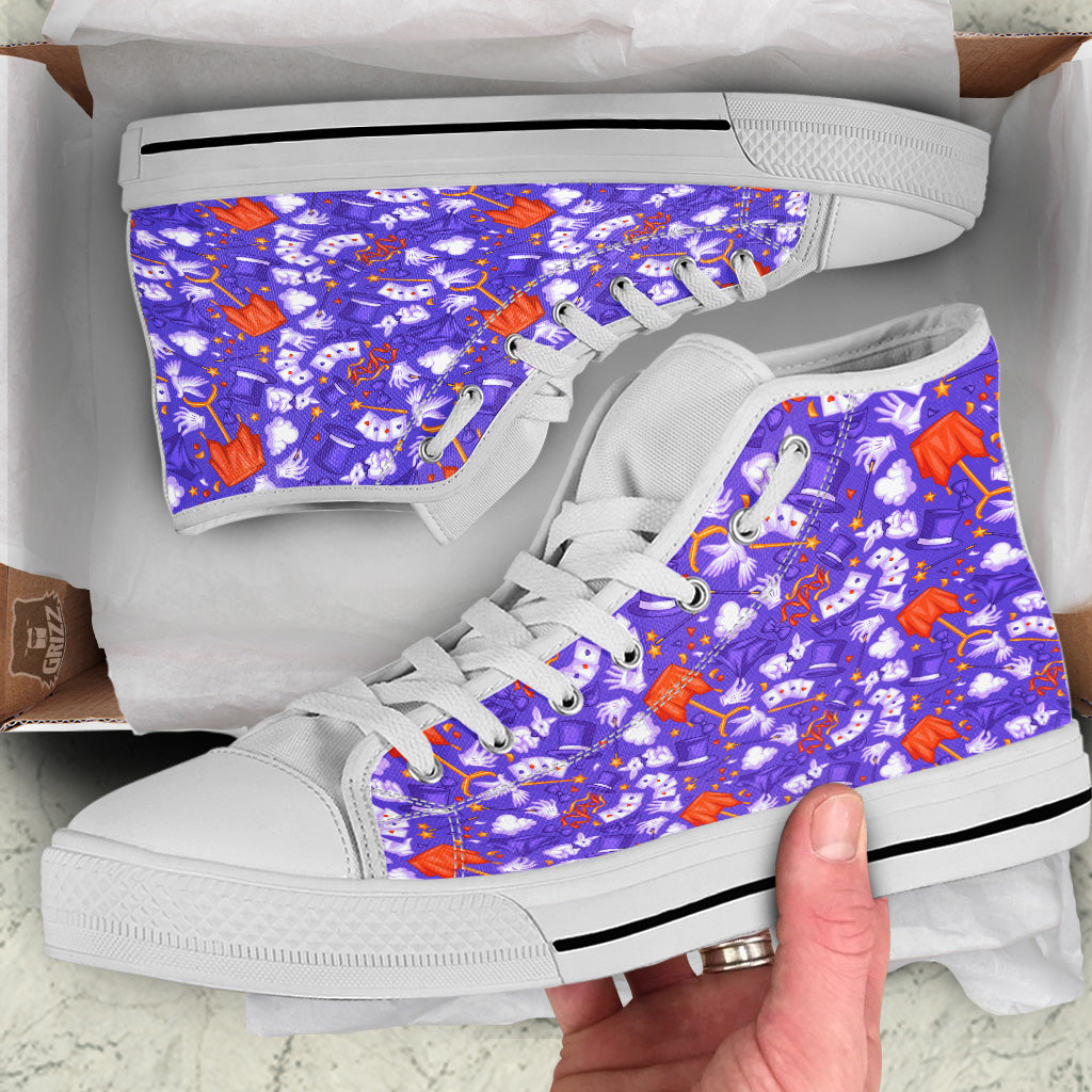 Magician Purple Show Print Pattern White High Top Shoes-grizzshop