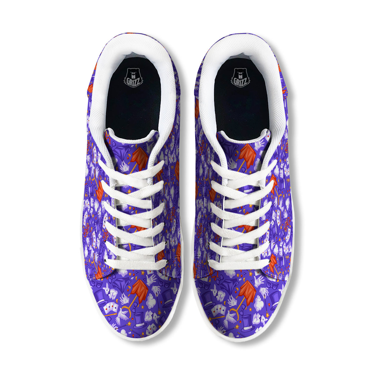 Magician Purple Show Print Pattern White Low Top Sneakers-grizzshop
