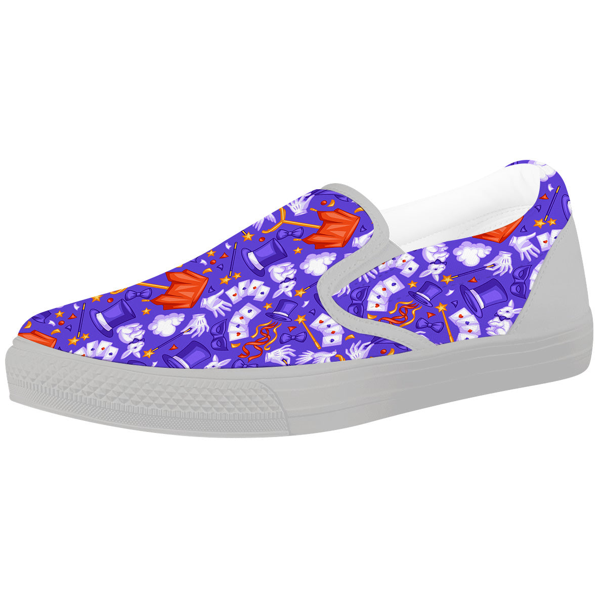 Magician Purple Show Print Pattern White Slip On Shoes-grizzshop