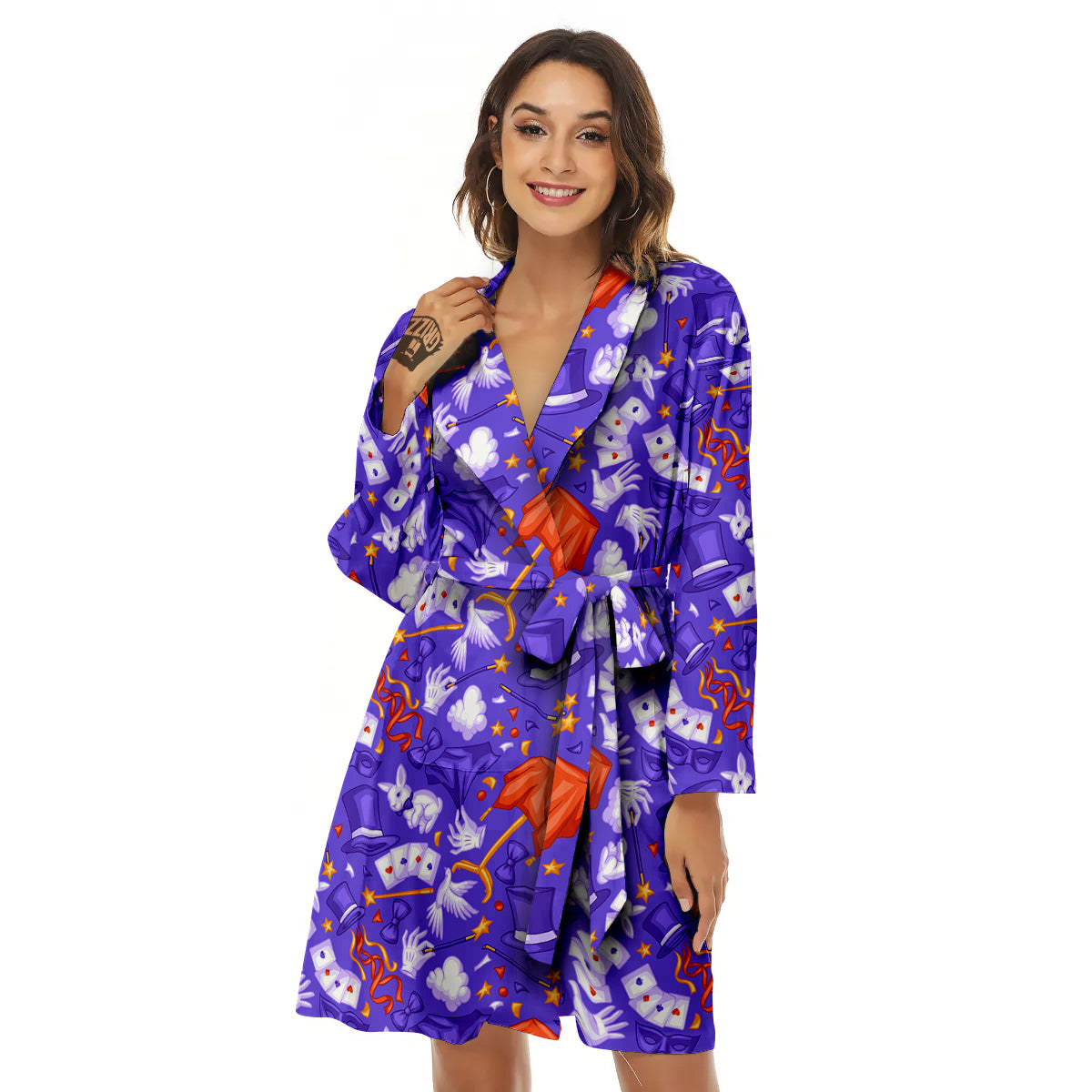 Magician Purple Show Print Pattern Women's Robe-grizzshop