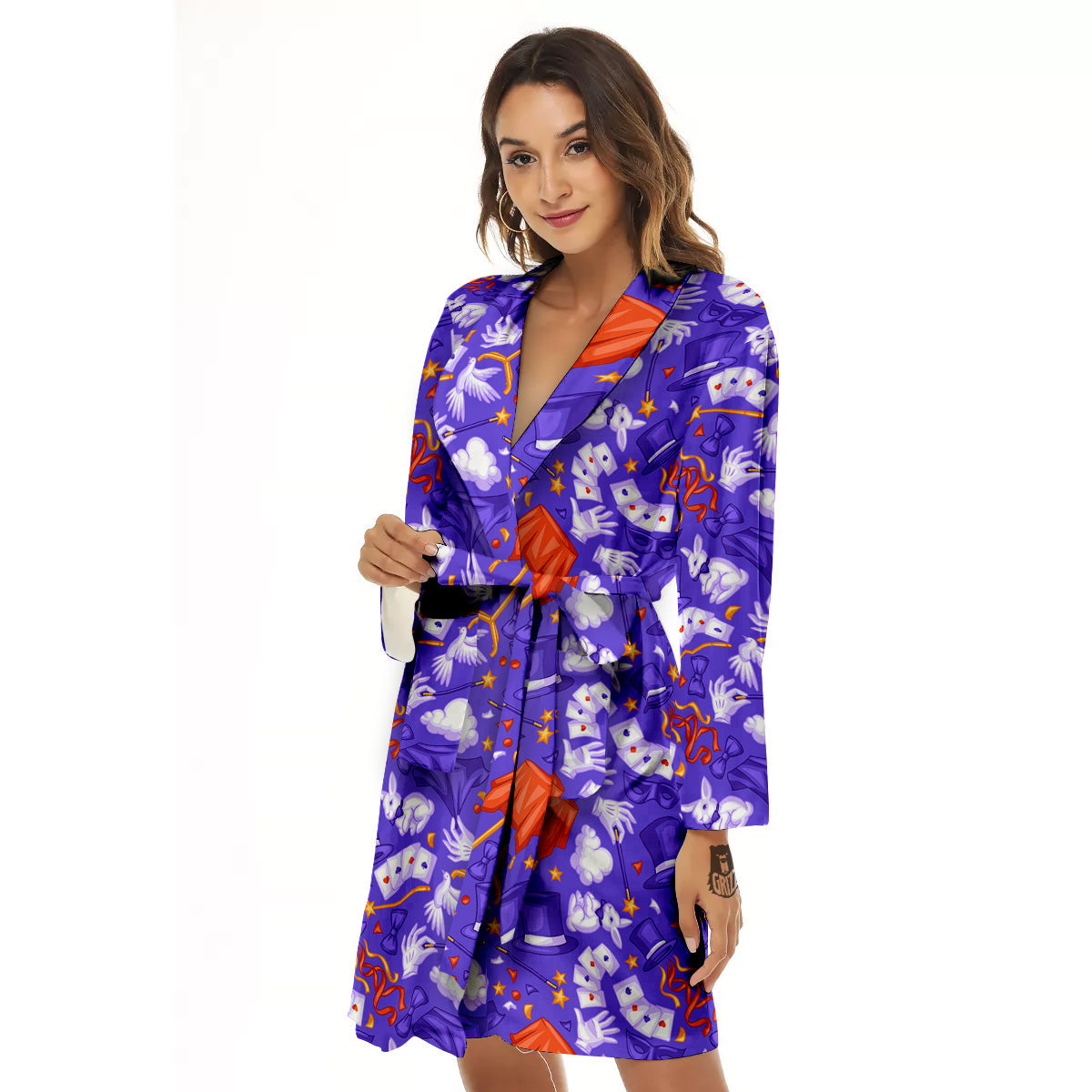 Magician Purple Show Print Pattern Women's Robe-grizzshop