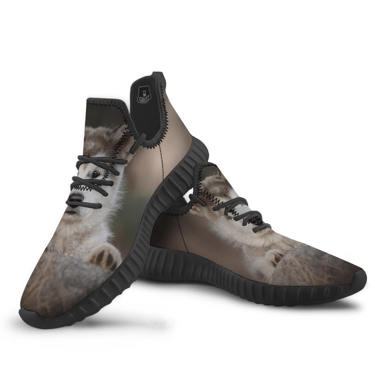 Malamute Alaskan Cute Print Black Walking Shoes-grizzshop